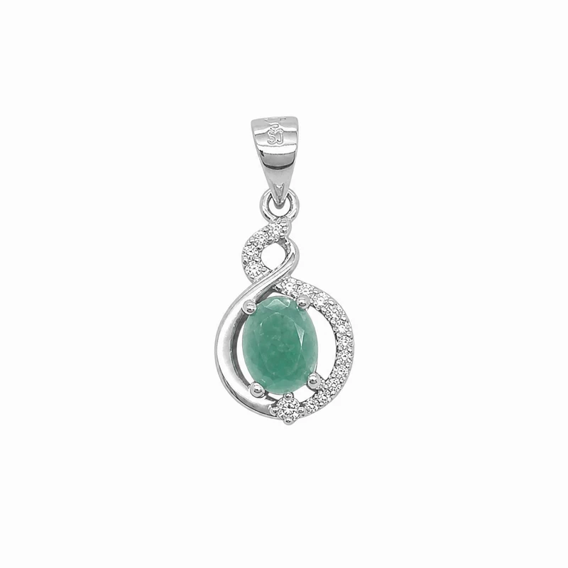 925 silver emerald gemstone swirl pendant 925 silver emerald gemstone swirl pendant