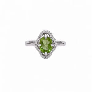 925 silver peridot halo ring