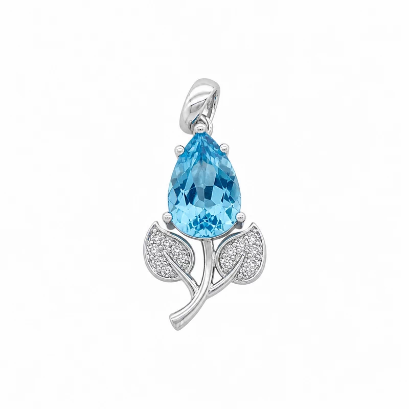 925 silver blue flower pendant 925 silver blue flower pendant