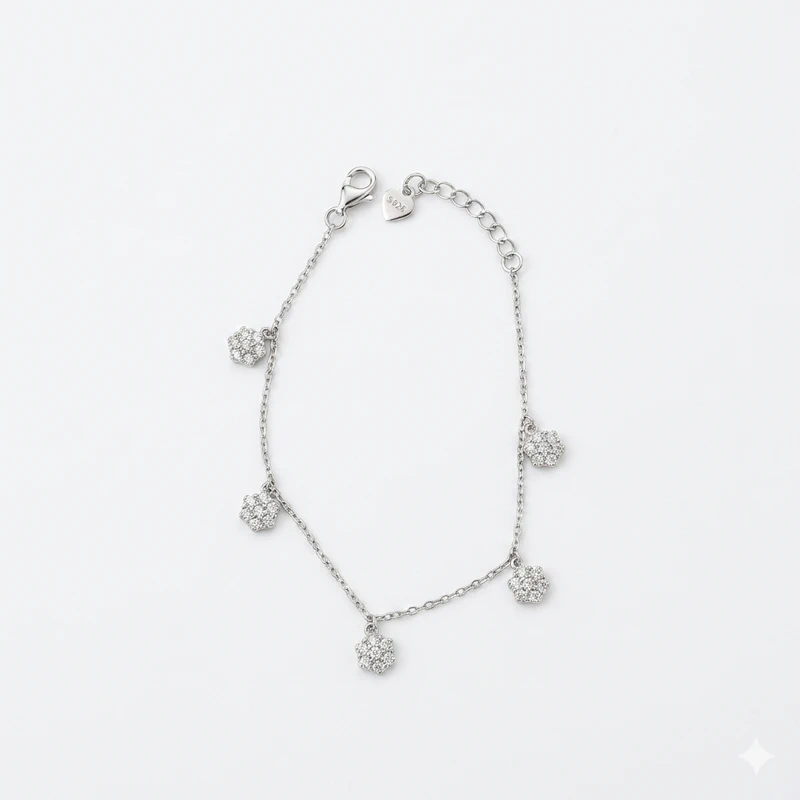 925 silver sparkle charm anklet 925 silver sparkle charm anklet