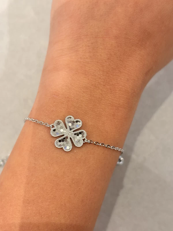 925 silver four heart clover zircon bracelet 925 silver four heart clover zircon bracelet