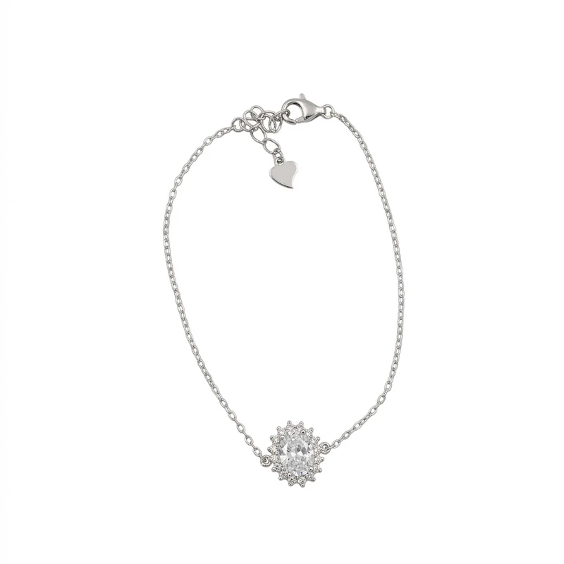 925 silver oval halo zircon bracelet 925 silver oval halo zircon bracelet