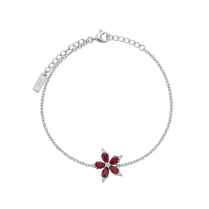 925 silver red flower zircon bracelet