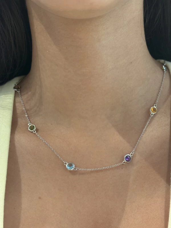 925 silver gemstone station necklace 925 silver gemstone station necklace