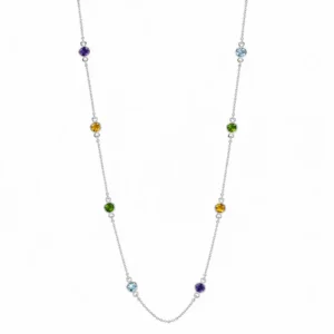 925 silver gemstone station necklace
