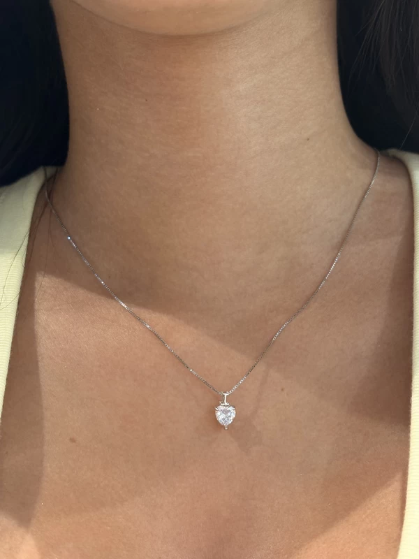 925 silver heart zircon necklace 925 silver heart zircon necklace