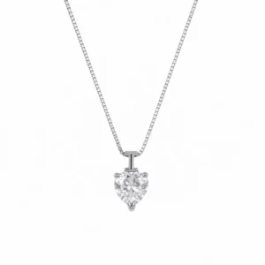 925 silver heart zircon necklace