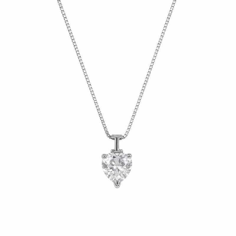 925 silver heart zircon necklace 925 silver heart zircon necklace