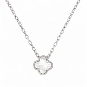 925 silver mother of pearl clover necklace