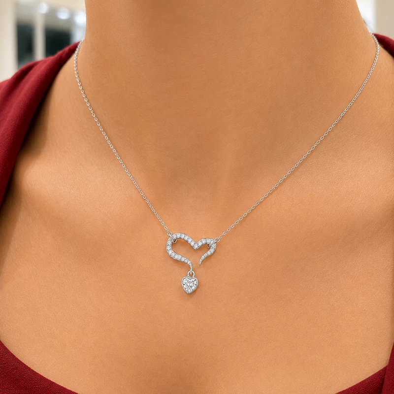 925 silver open heart necklace 925 silver open heart necklace
