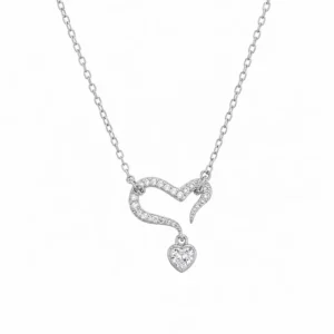 925 silver open heart necklace