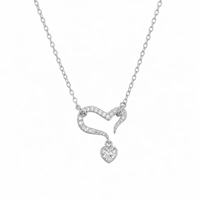 925 silver open heart necklace 925 silver open heart necklace