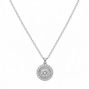 925 silver halo zircon necklace