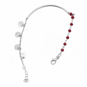 925 silver red beaded charm bracelet