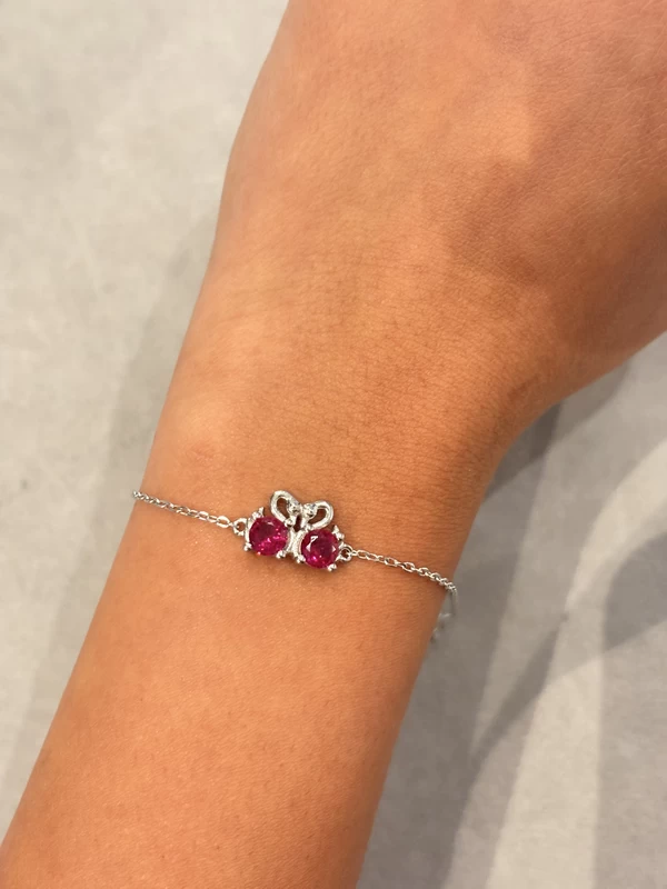 925 silver ruby bow bracelet 925 silver ruby bow bracelet