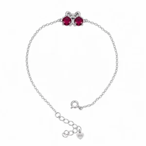 925 silver ruby bow bracelet