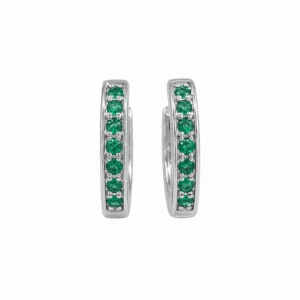 925 silver emerald line huggie earrings