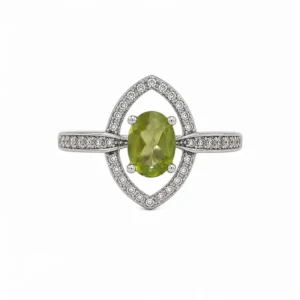 925 silver peridot halo ring