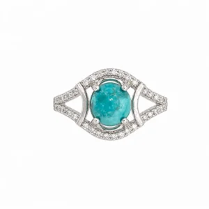 925 silver turquoise halo ring