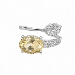 925 silver citrine leaf wrap ring
