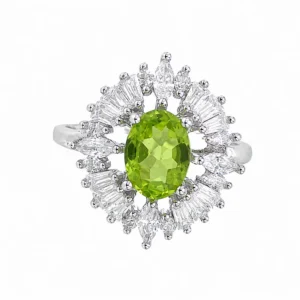 925 silver peridot crown ring