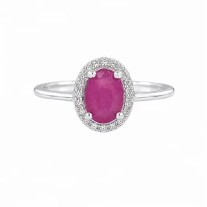 925 silver ruby halo ring