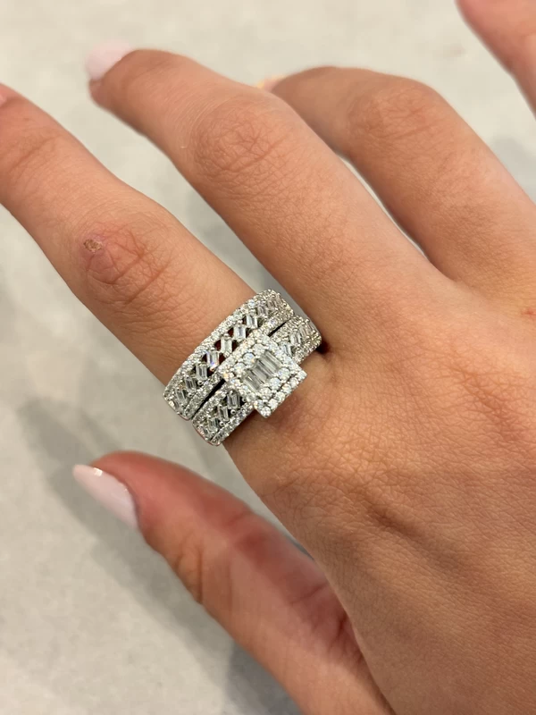 925 silver baguette halo ring 925 silver baguette halo ring