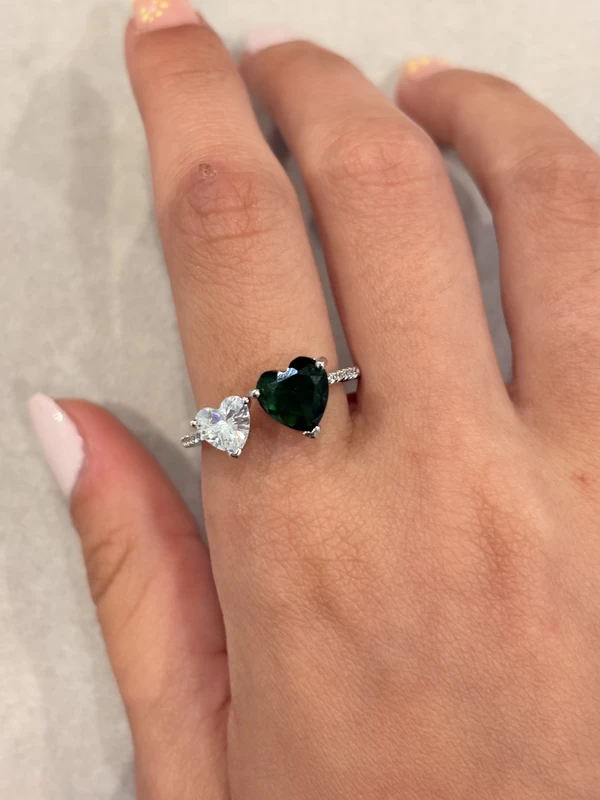 925 silver dual heart zircon ring 925 silver dual heart zircon ring