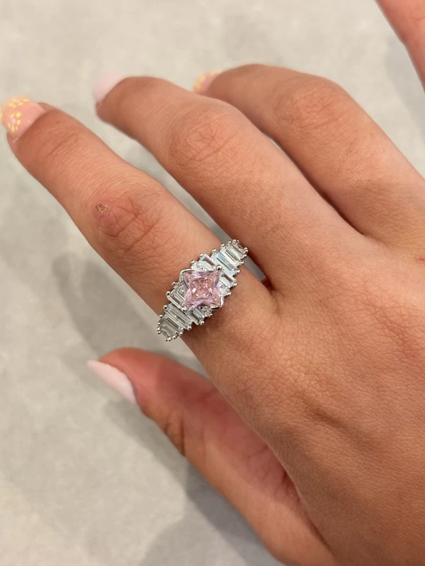 925 silver pink zircon statement ring 925 silver pink zircon statement ring