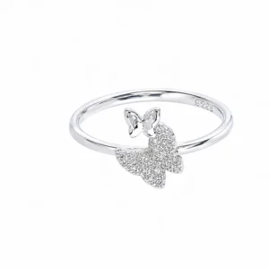 925 silver butterfly sparkle ring