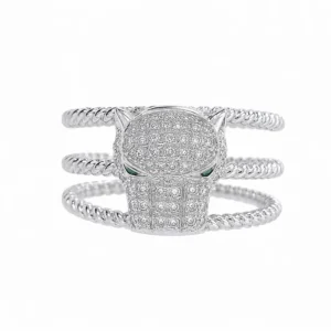 925 silver panther triple band ring