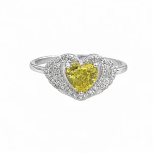 925 silver golden heart ring