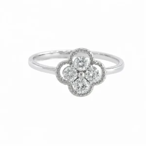 925 silver clover sparkle ring
