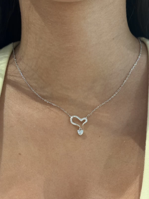 925 silver heart crown necklace 925 silver heart crown necklace