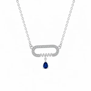 925 silver blue zircon drop necklace