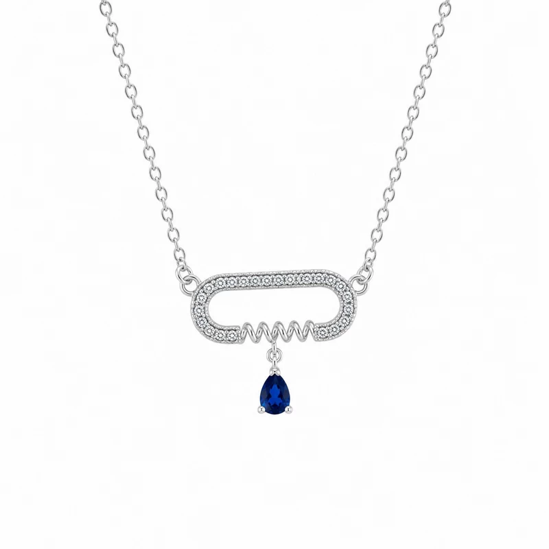 925 silver blue zircon drop necklace 925 silver blue zircon drop necklace