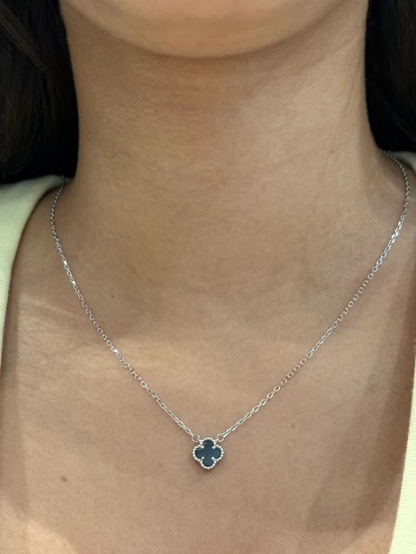 75 4 925 silver black clover necklace 75 4 925 silver black clover necklace