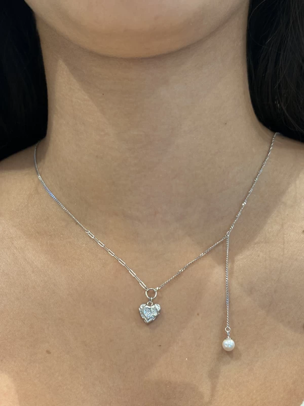 925 silver heart pearl necklace 925 silver heart pearl necklace