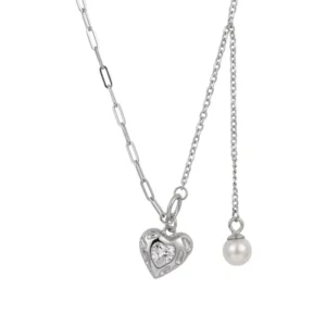 925 silver heart pearl necklace