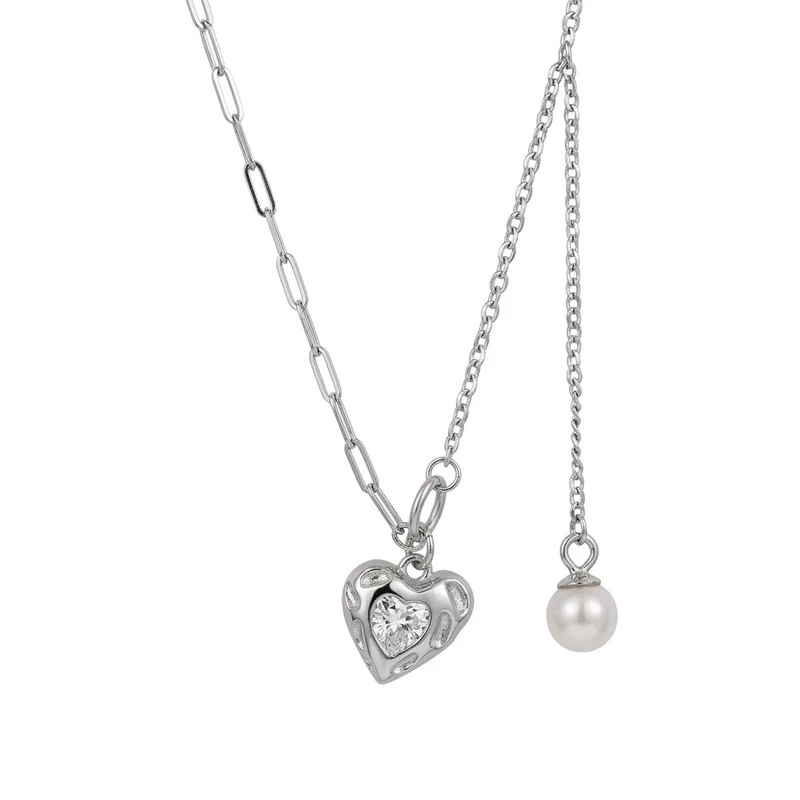 925 silver heart pearl necklace 925 silver heart pearl necklace