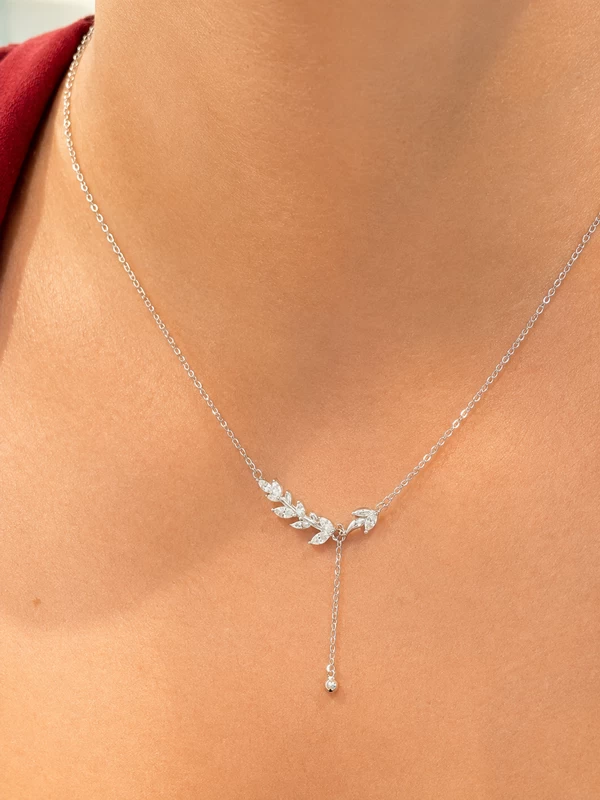 925 silver leaf drop necklace 925 silver leaf drop necklace