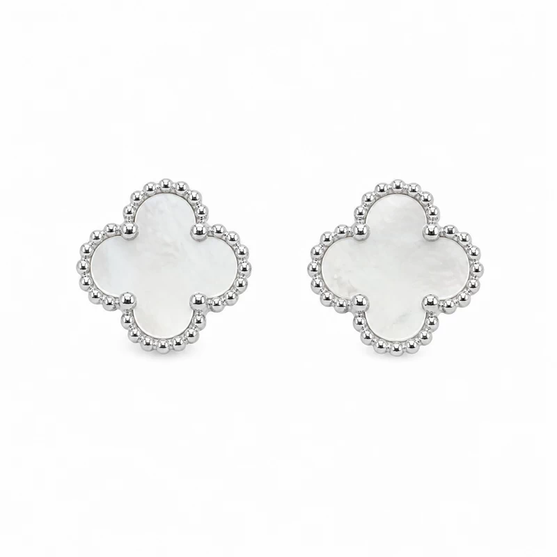 925 silver clover mother of pearl stud earrings 925 silver clover mother of pearl stud earrings