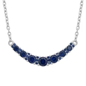 925 silver blue zircon curve necklace
