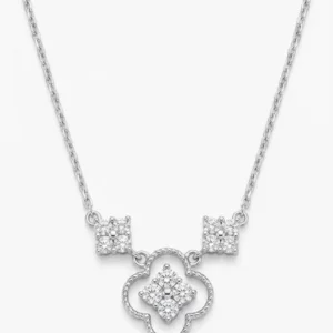 925 silver clover zircon necklace