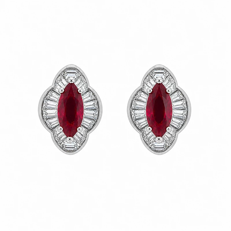 925 silver red marquis halo stud earrings 925 silver red marquis halo stud earrings