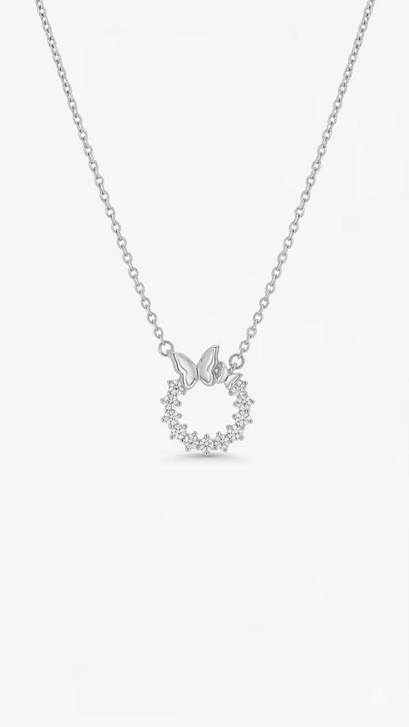 925 silver butterfly circle necklace 925 silver butterfly circle necklace