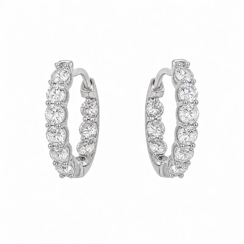 925 silver classic tennis hoop earrings 925 silver classic tennis hoop earrings