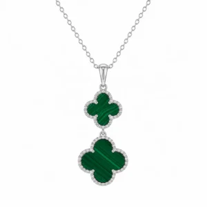 925 silver green clover necklace