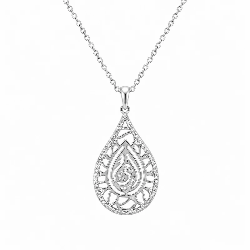 925 silver arabic calligraphy teardrop necklace 925 silver arabic calligraphy teardrop necklace