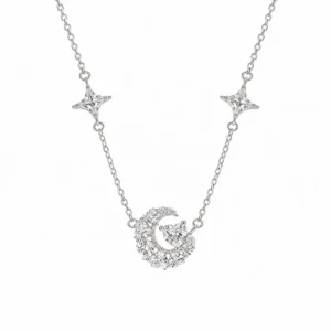 925 silver moon & stars necklace